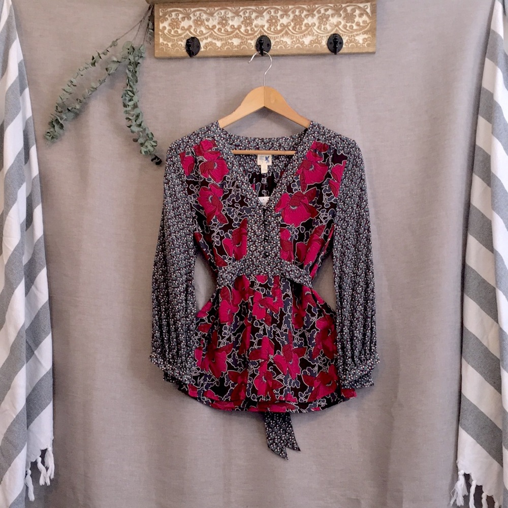 NWT Anthropologie 100% silk tie back tunic, US women’s 2.